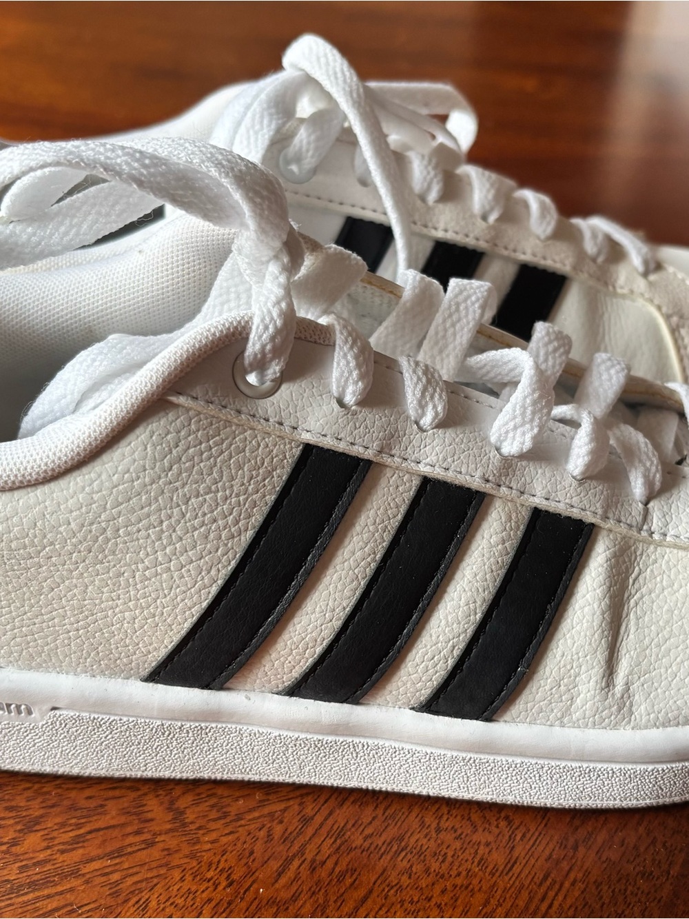adidas Women's White Sneakers with Black Stripes